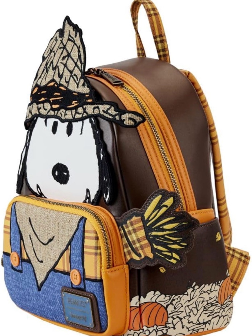 New Loungefly Peanuts Snoopy Scarecrow Costume Figural Mini Backpack - Picture 2 of 5